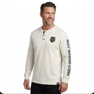 Harley Davidson Motorcycles 115th Anniversary Long Sleeve Cotton Shirt XL White